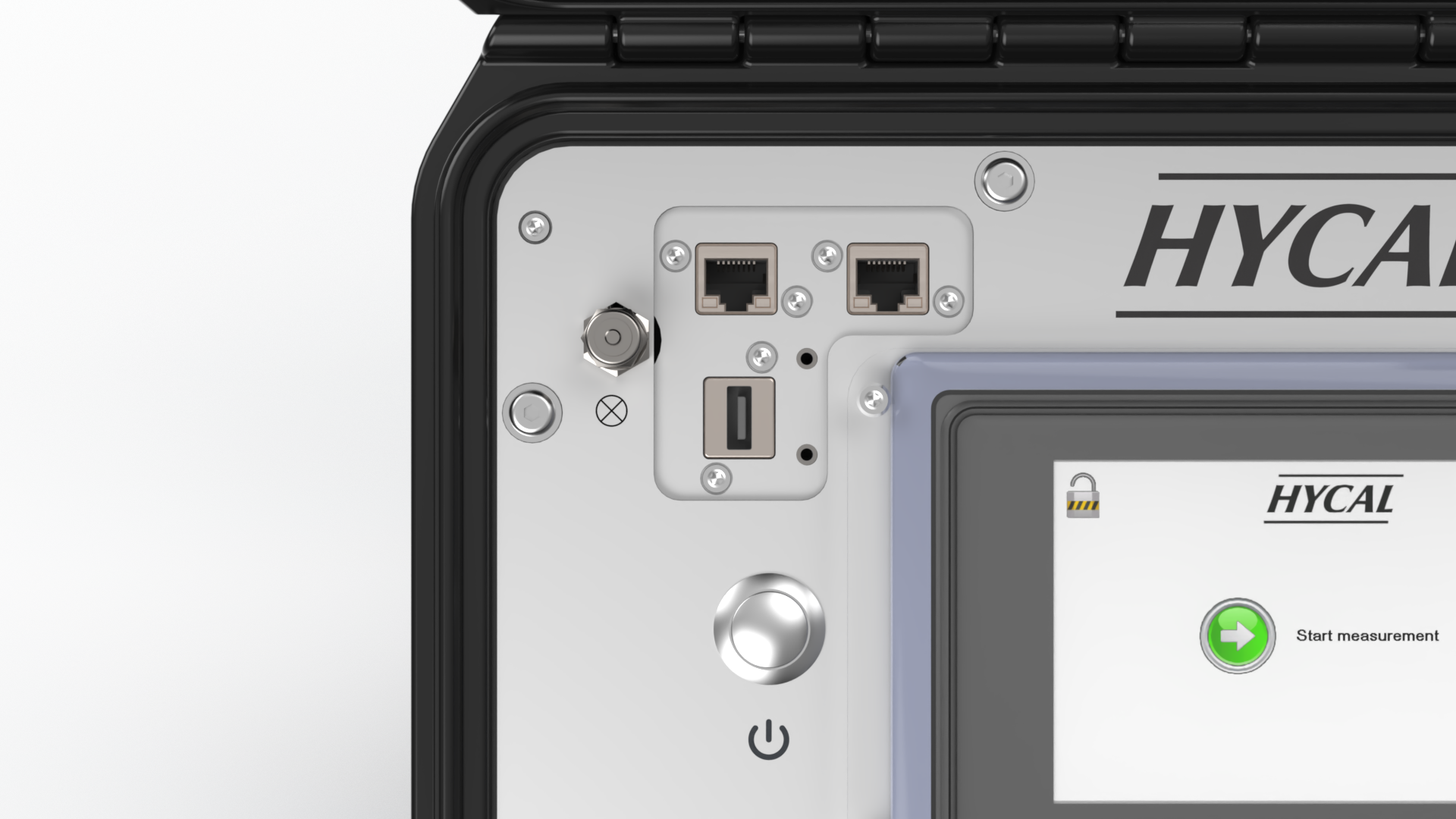 Hycal Mini Mk3 maintenance panel showing internal service connections and access ports